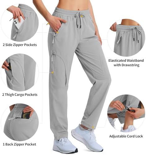 Women's Lightweight Hiking Cargo Safari Pants with Zipper Pockets