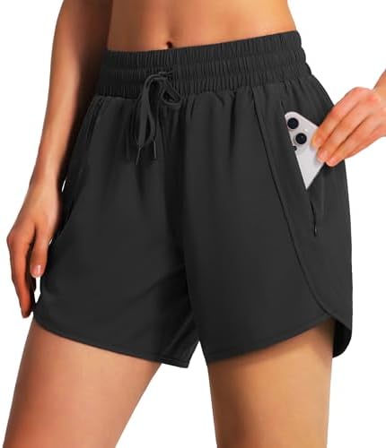 Women's 5"/7" Athletic Running Shorts Quick Dry with Zipper Pockets
