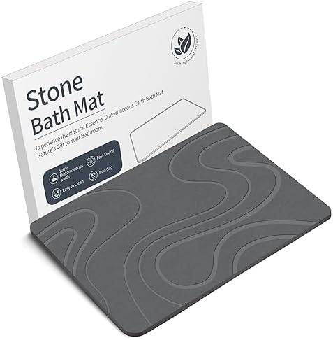 Stone Bath Mat, Diatomaceous Earth Bath Mat, Shower Mat Grey