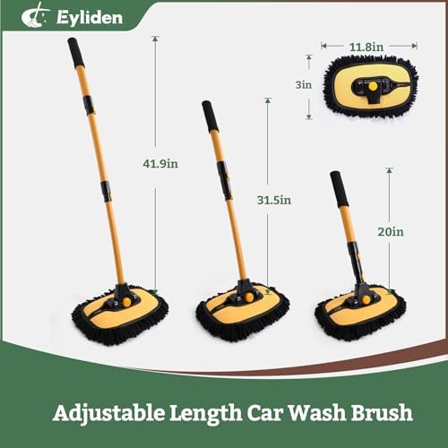 Car Wash Brush Mop with Long Handle for Car Truck RV, Yellow