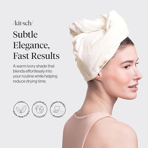 Microfiber Hair Towel Wrap for Women - White Ivory