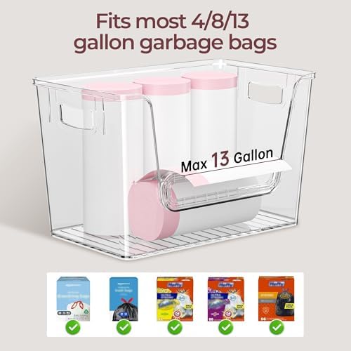 2 Set Pantry Organizers and Storage, Stackable Trash Bag Holder