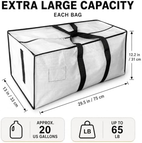 8 Pack Extra Large Heavy Duty Moving Bags, 20-Gallon Clothes Storage Bags