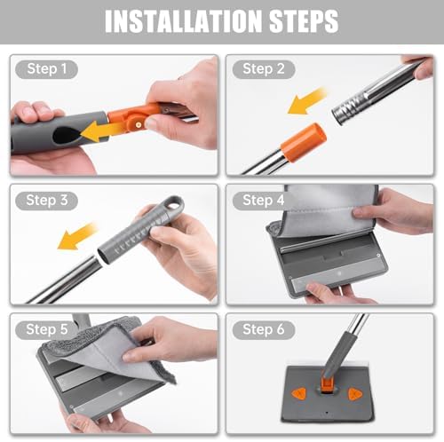 Baseboard Cleaner Tool with Handle, Wall Mop with Squeegee, Gray