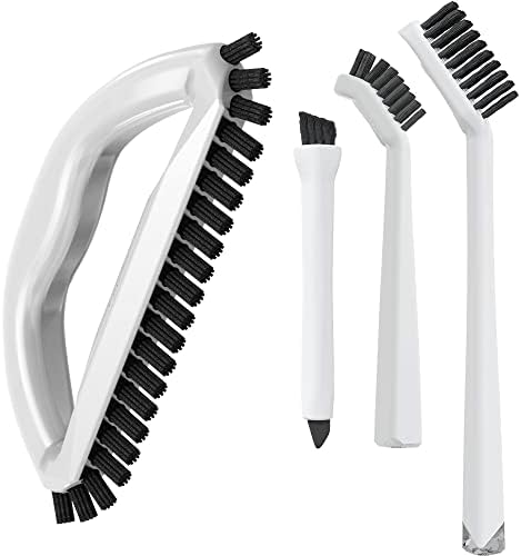 Grout Cleaning Brush Set (4 Pcs) Heavy Duty Hand Grout Scrub Brush & Detail Cleaning Brush Set for Baseboards,Floor, Corners, Shower, Bath Tub & Tiles