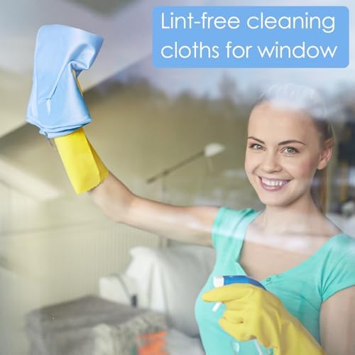 12 Pack Microfiber Glass Cleaning Cloth 16 Inch X 16 Inch Polishing Cloths Glass Cleaning Towel Lint Free Cloth for Cleaning Windows, Glasses, Mirrors, Windshields, Stainless Steel