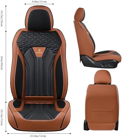 Leather Seat Covers, Seat Covers Full Set, Car Seat Protectors 5 Seats,Automotive Seat Covers Fit for Most Cars Trucks-Brown&Black