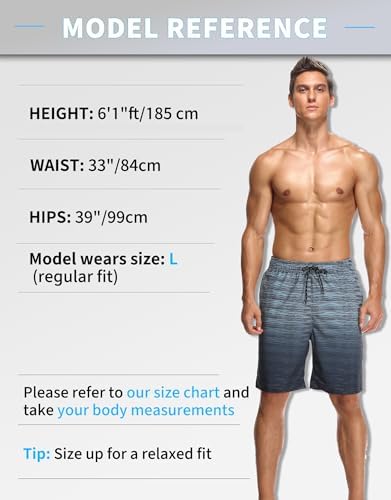 Mens Swim Trunks with Mesh Liner, Quick Dry Board Shorts