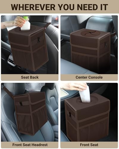 Car Trash Can with Lid, Leakproof Car Garbage Can Car Trash Bag