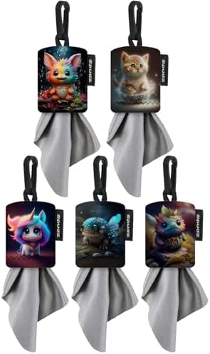 Classic Variety Pack | Five 6" x 6" Microfiber Towels w/Neoprene Pouches | Premium Microfiber Cleaning Cloths for Laptops, Lenses, Cameras, Screens, and More | Mystical Creatures 5 Pack