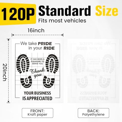 120 Pcs Paper Floor Mats for Cars, 16"x20" Disposable Car Floor Mats