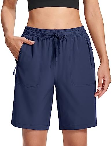 Women's Hiking Shorts Lightweight Quick Dry 8" Golf Shorts Water Resistant with 3 Zipper Pockets