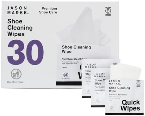 Plant-Based Quick Wipes, Shoe Cleaner, 30 Pack, Individually Packed, Sneaker Care, Ideal for Footwear, Safe for Leather, Rubber, Plastic, and More