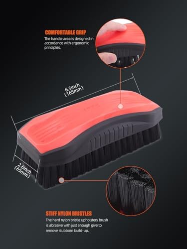 Carpet Cleaning Brush, 2Pcs Universal Leather & Upholstery Brush,Durable Nylon Bristles for Car Detailing,Ideal for Cleaning Seats, Carpets & Interior Surfaces,Gentle,Effective Detailing Tool