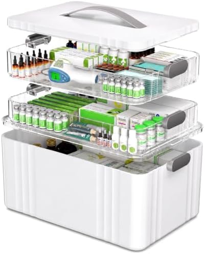 3-Tier Medicine Organizer - Portable Medicine Cabinet with Handle
