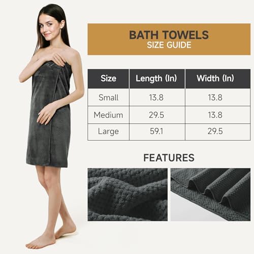 Soft 6 Piece Bath Towels Set, 2 Large Bath Towel Sheet, 2 Hand Towels, 2 Washcloths, Highly Absorbent, Quick Dry, Lightweight Towel Sets Collection, Premium Gray Towels for Bathroom, Gym & Spa