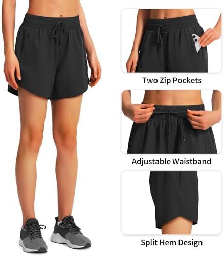 Women's 5"/7" Athletic Running Shorts Quick Dry with Zipper Pockets