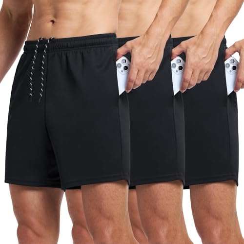 3 Pack Men's Athletic Shorts 7 Inch Quick Dry Workout Gym Shorts Lightweight Sports Running Short for Men with Pockets