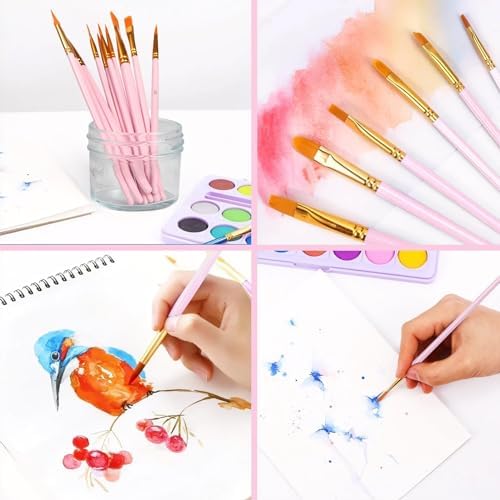 Painting Brushes Set, 10 Packs /100 Pieces, Nylon Brush Head