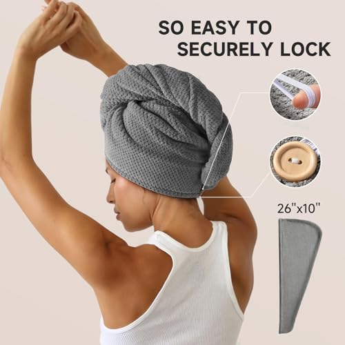 3 Pack Microfiber Hair Towel Wrap for Women Kids, 400 GSM Thicker