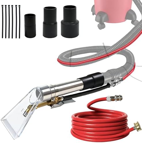Universal Fit All Brands' Shop Vac Extractor Hose Kit Adapter Wet-Dry Extraction Accessory for Upholstery & Carpet Cleaning Auto Detailing Wet Vaccum Accessories with 25 Feet Water Hose