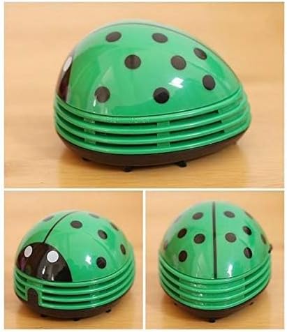 Aliotech Mini Portable Handheld Cordless Tabletop Crumb Sweeper Desktop Dust Vacuum Cleaner Ladybug Dust Sweeper(Green)