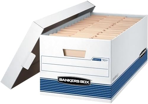 20-Pack Medium-Duty File Storage Boxes, 24in Letter, FastFold