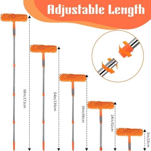 2-in-1 Window Cleaner Tool, 68'' Squeegee for Window Cleaning