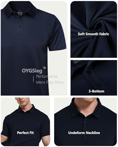 5 Pack Polo Shirts for Men Short Sleeve Collared Golf Polos