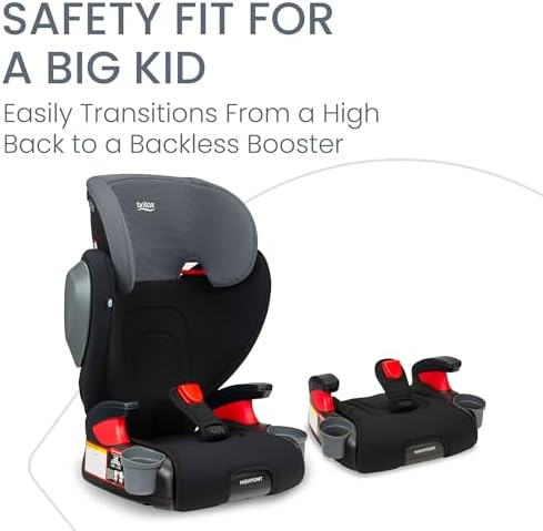 Britax Highpoint Backless Belt-Positioning Booster Seat, SafeWash Black Ombre