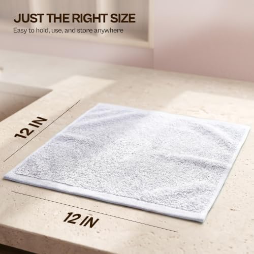 24 Pack Washcloths, 12x12 in, 100% Cotton, White