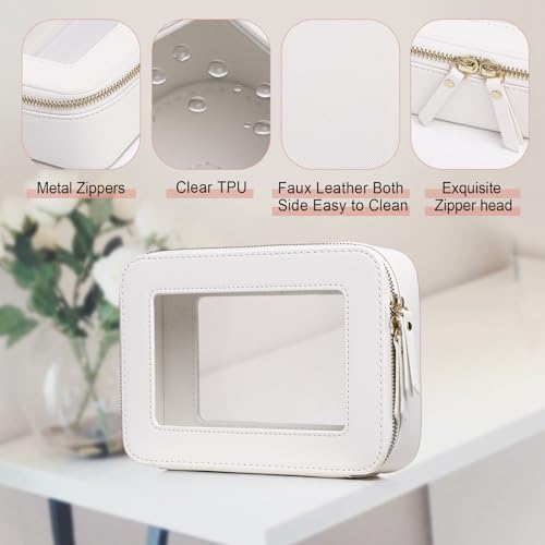 Pinkmik Clear Makeup Bag, (White, M)