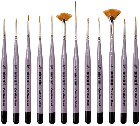 Micro Mini Fine Detail Paint Brush Set of 12 Pieces, Small Short Handle Taklon Bristles for Detailing, Paint by Number Art, Models & Nails