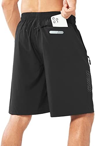 Men's Athletic Running Shorts Gym Workout 7"/9"/5" Zipper Pockets