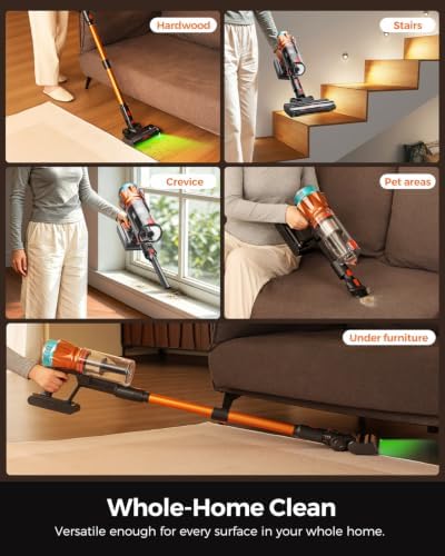 Cordless Vacuum Cleaners for Home, Powerful 8-in-1 Lightweight Stick Vacuum