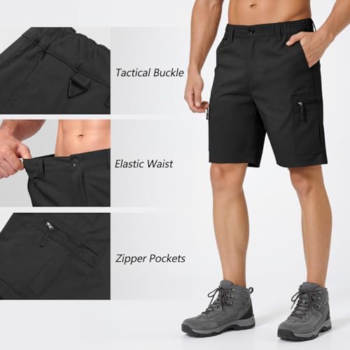 Mens Hiking Cargo Shorts 9 Inch Inseam Quick Dry