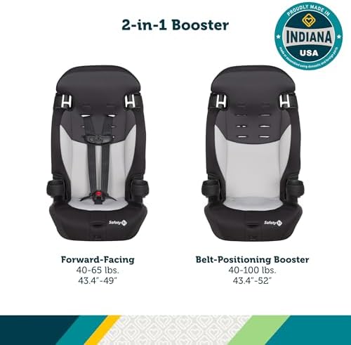 Grand 2-in-1 Booster Car Seat, Converts from High Back to Belt-Positioning Booster, High Back Seat for Kids 40-65, and Belt-Positioning 40-100 Pounds, Black Sparrow