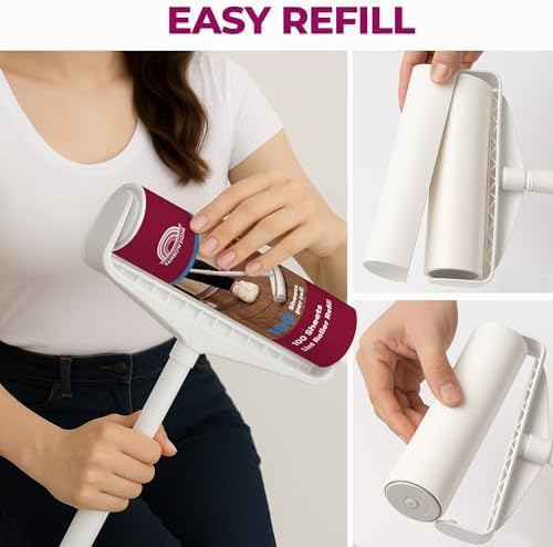 9.45 in Lint Roller for Pet Hair, 45 in Long Handle, 300 Sheets