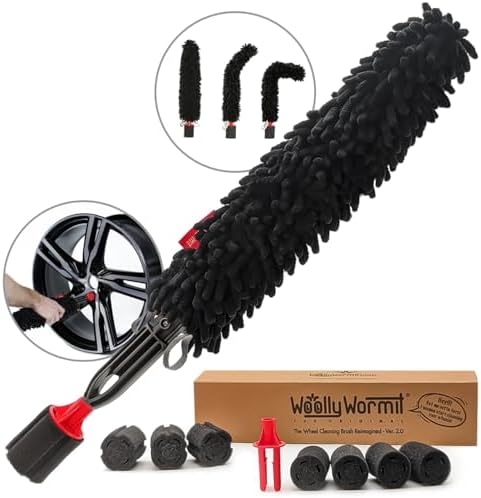 Wheel Cleaning Brush Car Detailing Kit - Rim Brush, Lug Nuts and Wheel Cleaner Brush Car Wash Kit -Tire Brushes for Cleaning Rims - Car Cleaning Supplies and Rim Cleaner Brush Set