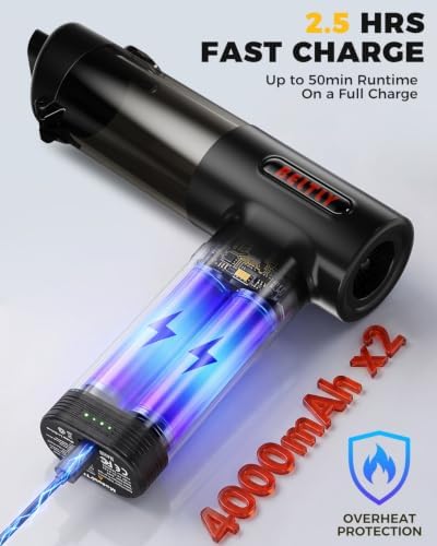 FT55 Portable Car Vacuum with Removable Battery 19kPa Suction Power