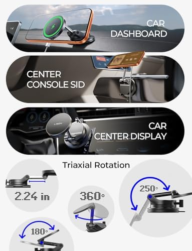 15W Magsafe Car Mount Charger for iPhone 18 Pro Max, Magnetic Wireless Car Charger, Suction Phone Mount, Vacuum Magnetic Phone Holder for Carfor iPhone 18 Pro Max 17 16 15 14 13 12 Samsung Pixel