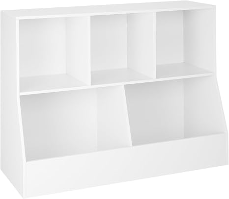 DINZI LVJ Toy Storage Organizer, Kids Cubby Cabinet with Bookshelf, 5-Cube