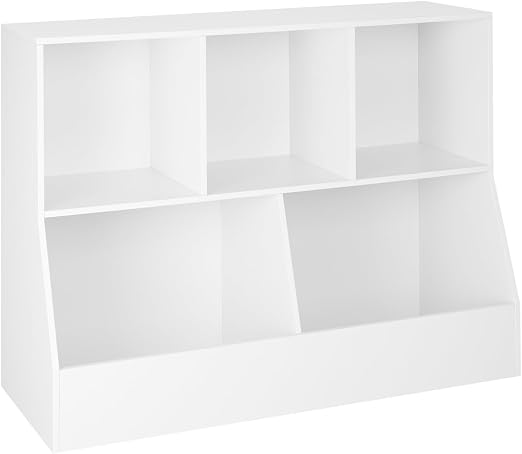 DINZI LVJ Toy Storage Organizer, Kids Cubby Cabinet with Bookshelf, 5-Cube