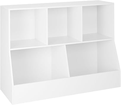 DINZI LVJ Toy Storage Organizer, Kids Cubby Cabinet with Bookshelf, 5-Cube