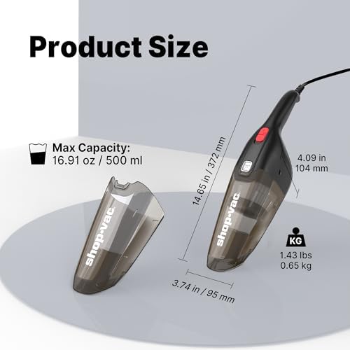 12V Car Vacuum Cleaner, 7000 Pa Handheld Vacuum, 16 FT Cord, Black