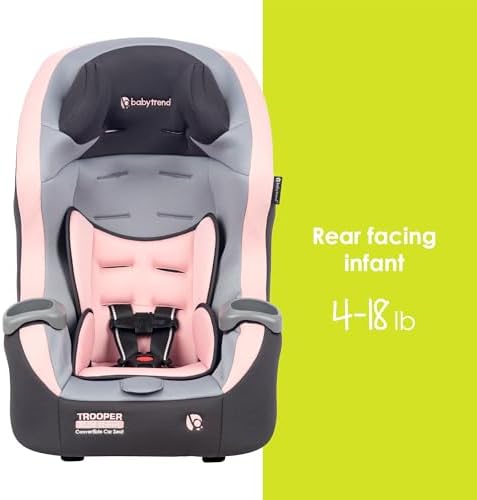 Trooper™ Slim 3-in-1 Convertible Car Seat, Quartz Pink – Slim Fit, 3-in-1 Growth Modes, Lightweight Design, Adjustable Comfort Padding