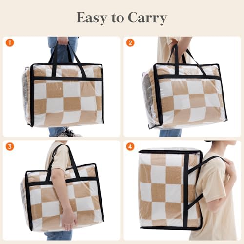 45L Clear Clothes Storage Bags,Plastic Foldable Blanket Storage Bag