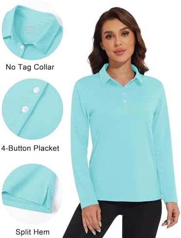 Long Sleeve Polo Shirts for Women Golf Tops with Collar Work