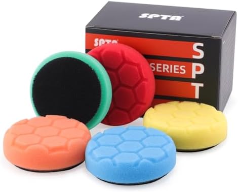SPTA 75 mm Polishing Pad Hex-Logic Polishing Sponges Wax Sponges Car Polishing Sponge Pad Polishing Pad Sponge Polishing Foam Set for Eccentric Polishing Machine Grinder