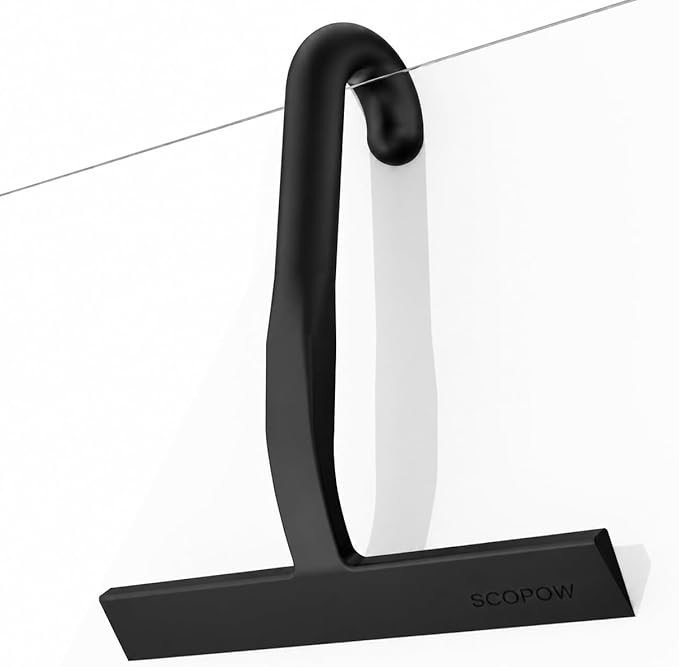 Shower Squeegee for Glass Doors - 10 Inch Ergonomic Round Grip, All-in-One Silicone Design with Built-in Hook Design for Easy Hanging, Efficient for Bathroom, Tile Wall, Car